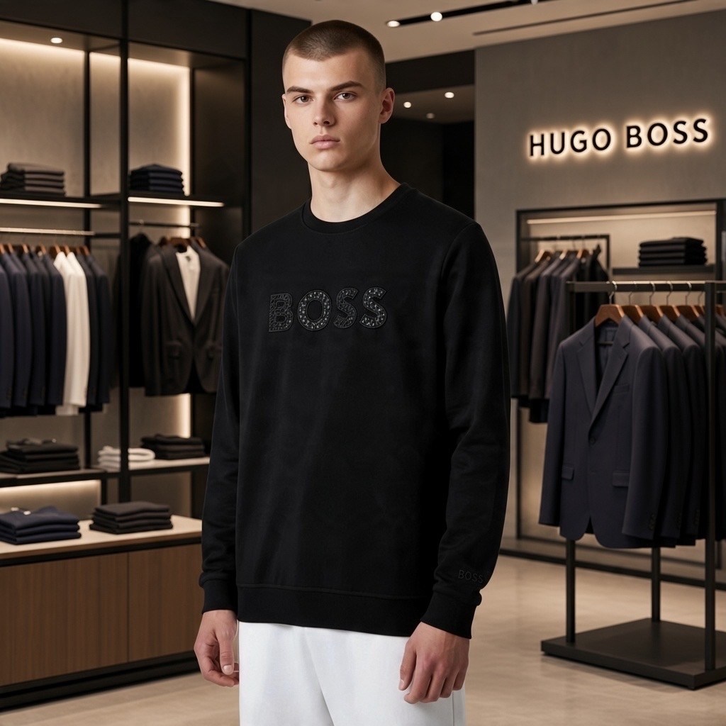 мужские толстовки hugo boss,свитшот hugo boss,мужской свитшот,boss hugo boss,свитшот мужской повседневный hugo boss цвет: черный размер: s