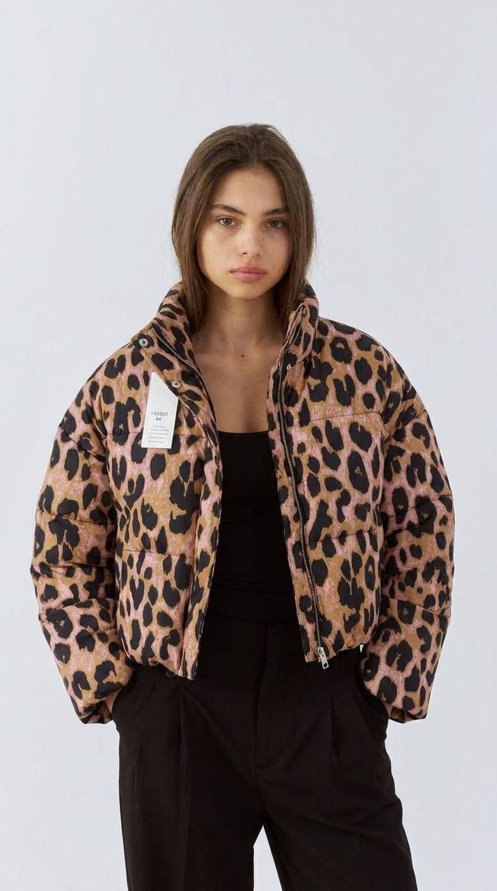 леопардовый пуховик,укороченная куртка с леопардовым принтом new look,куртка женская,куртка,golden goose yuri leopard-print padded jacket