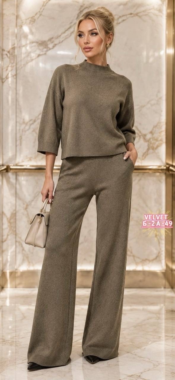 костюм с брюками трикотажный вязаный corline 260453474,трикотажный костюм,костюм с брюками,костюм женский брючный,вязаные костюмы