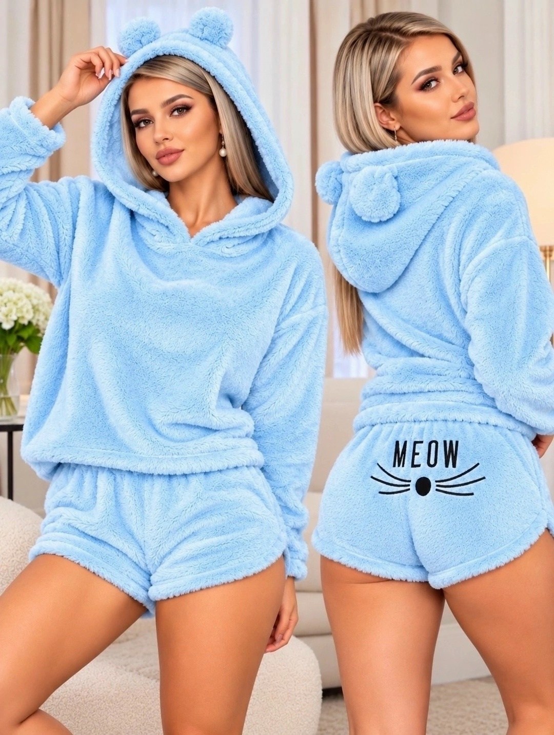 комплект пижама,пижама с капюшоном,теплая пижама,женская пижама,теплая пижама женская