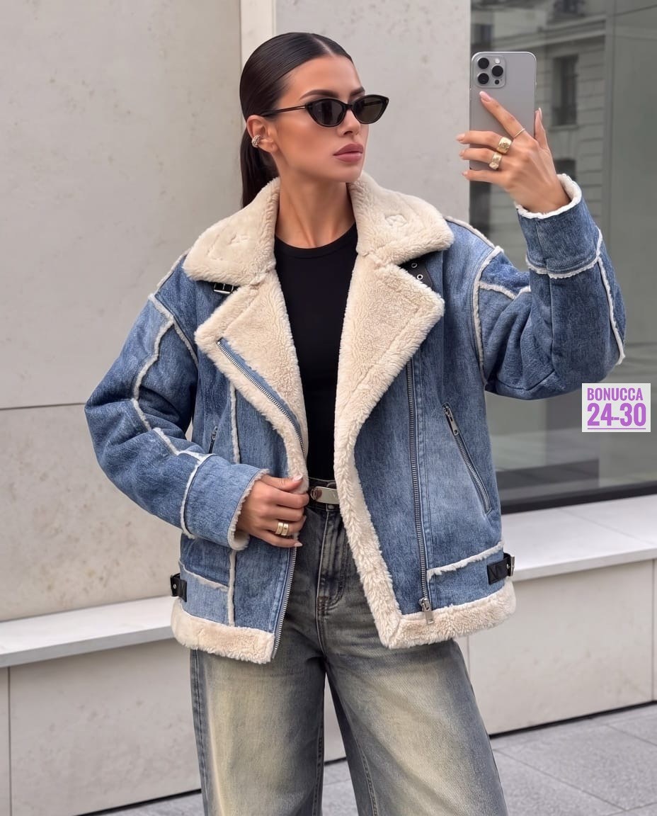 куртка джинсовая утеплённая konessstyle,джинсовая дубленка,куртка джинсовая,джинсовая куртка с мехом женская,джинсовая куртка с мехом