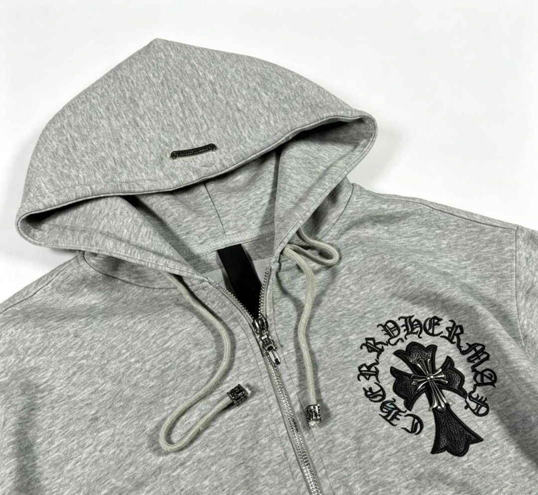 толстовка,толстовка с замком и капюшоном chrome hearts,chrome hearts zip up hoodie grey,толстовка с капюшоном,худи толстовка