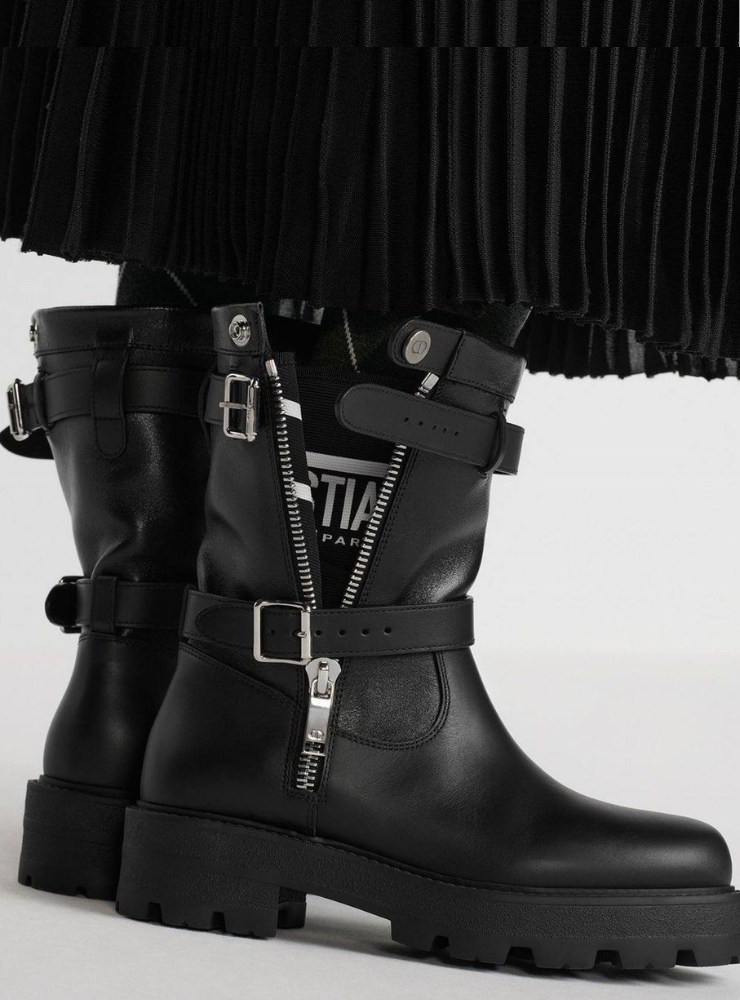 кожаные байкерские ботинки с заклепками philipp plein черный,,ботинки женские,полусапоги,ботинки для женщин