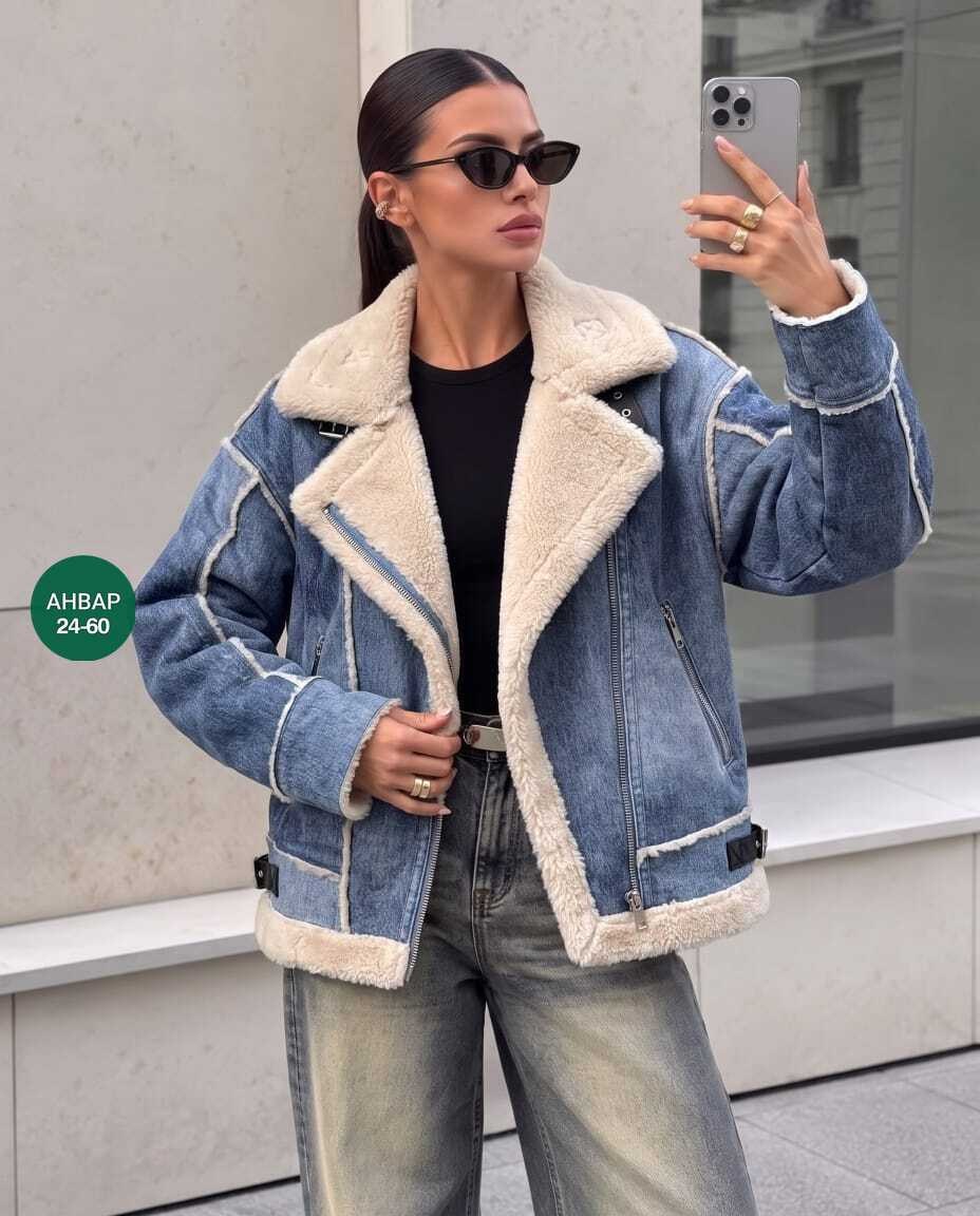 куртка джинсовая утеплённая konessstyle,дубленка джинсовая,куртка джинсовая,джинсовая куртка с мехом,джинсовая куртка с мехом женская