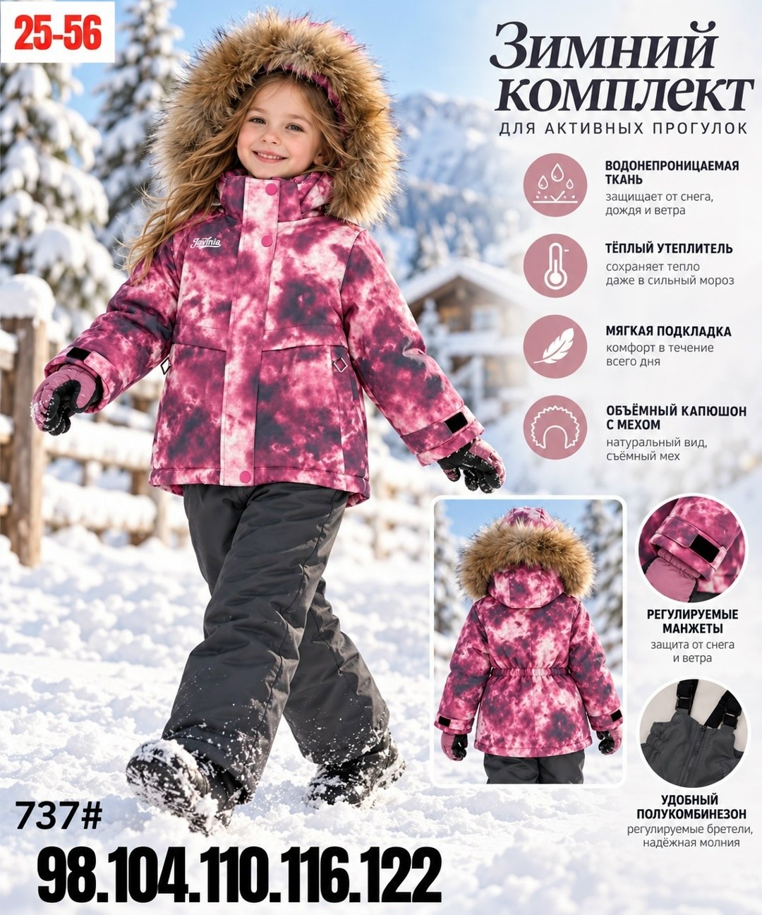 зимний костюм,зимний костюм для девочек,комплект зимний для девочки nikastyle 7з2422,комплект верхней одежды,зимний костюм для девочки мембрана