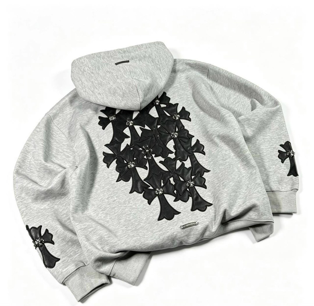 толстовка,толстовка с замком и капюшоном chrome hearts,chrome hearts zip up hoodie grey,толстовка с капюшоном,худи толстовка