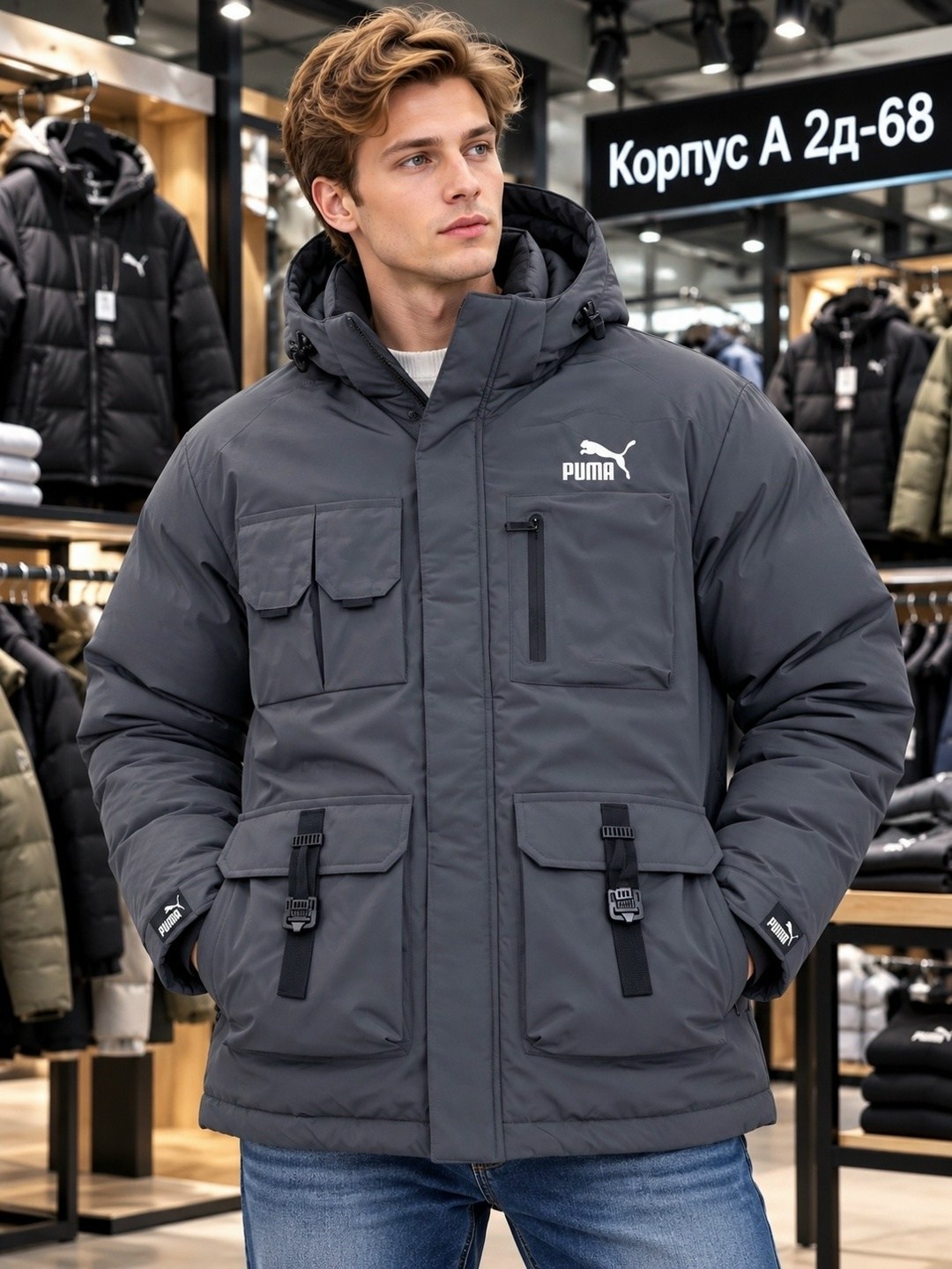 пуховик мужской puma 58002601 черный s,мужская куртка puma черный,пуховик мужской puma,черные мужские пуховики puma,пуховик puma