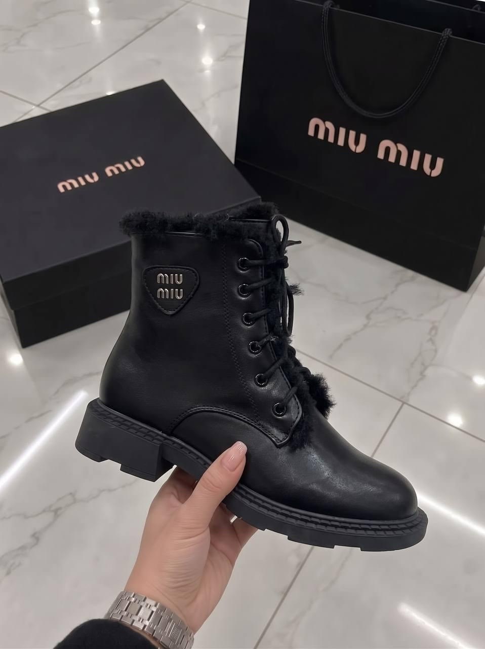 ботинки женские miu miu,ботинки miu miu,женские черные кожаные высокие ботинки miu miu,женские черные кожаные высокие ботинки miu miu lm-21173,