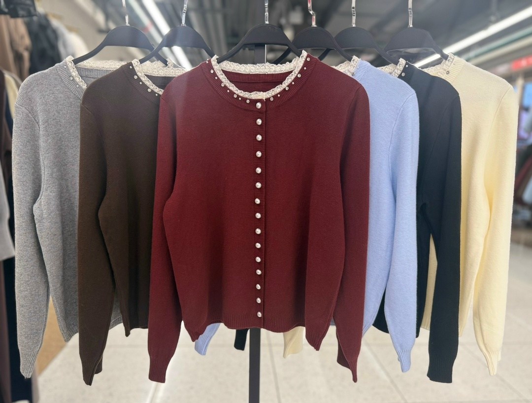 вязаные кардиганы,женская кофта,модные кофты,жемчужный вязаный свитер кардиган,кардиган с круглым вырезом