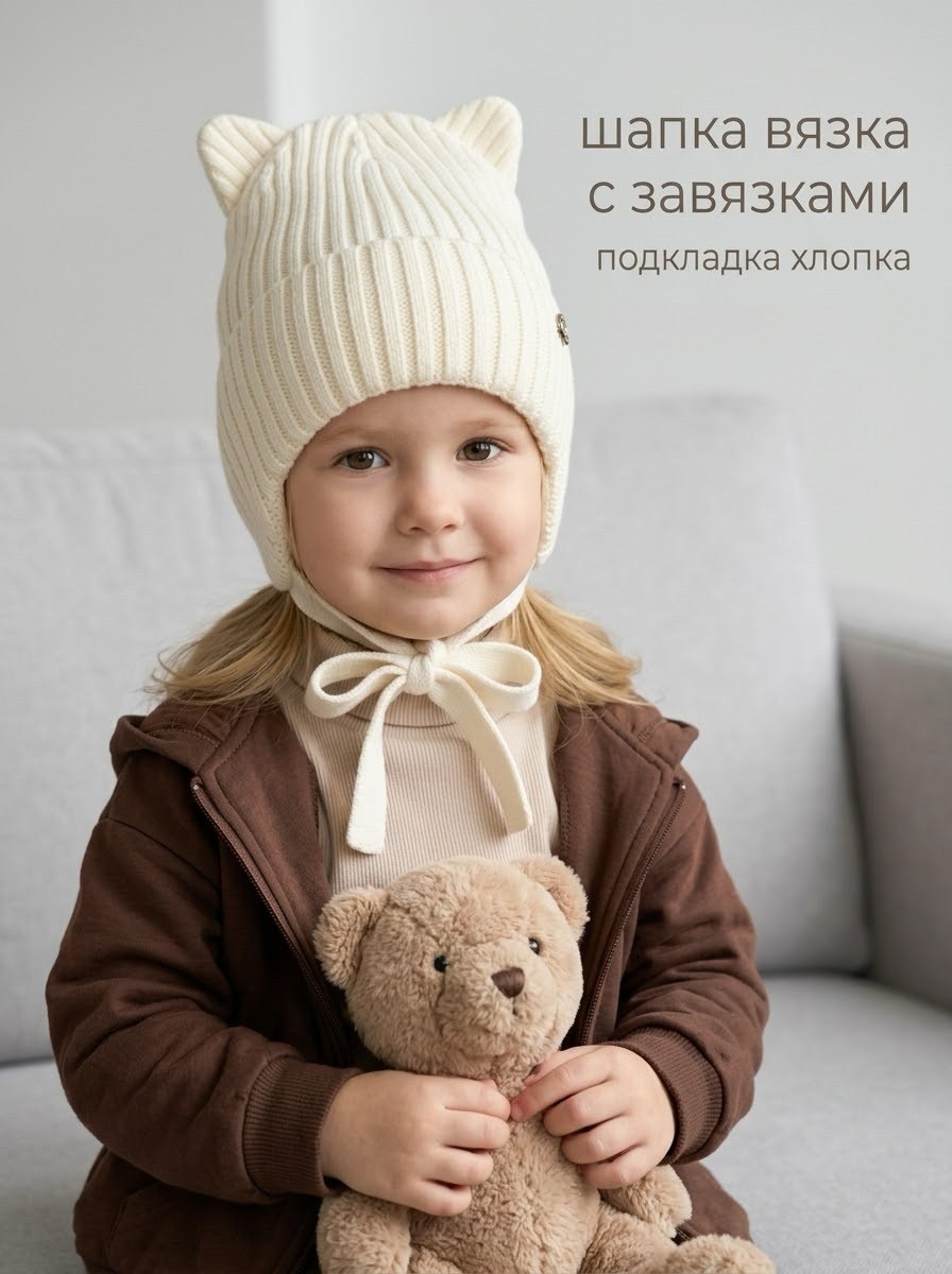 шапка с завязками,шапка для детей,шапка с ушками,вязаная шапка с ушками,шапка с ушками для девочки
