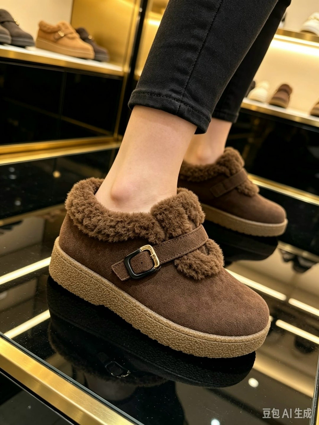 ,женская ,повседневная ,лоферы с мехам,ботинки с мехом