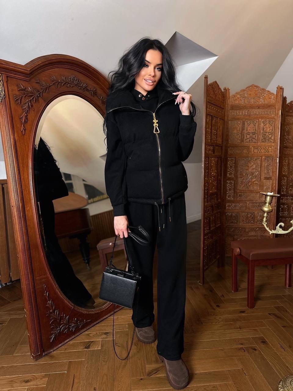 miu miu женский чёрный костюм тройка,костюм тройка,костюм тройка на флисе,костюм тройка женский,теплый костюм