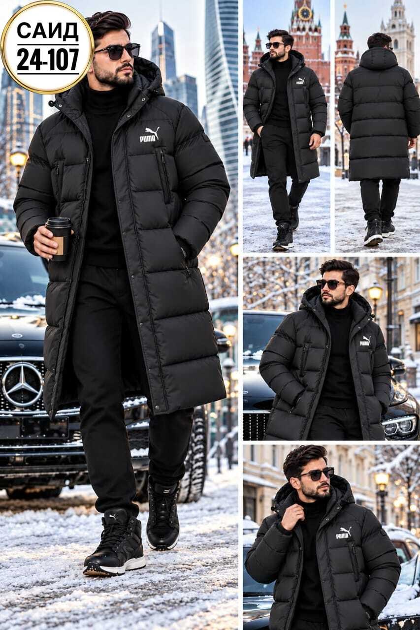 пуховик мужской puma,пуховик puma,пуховик длинный спортивный long hooded down coat puma,пуховик зимний длинный puma,куртки мужская зимняя