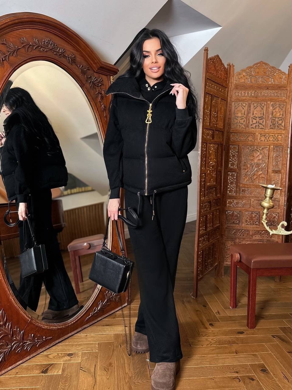 miu miu женский чёрный костюм тройка,костюм тройка,костюм тройка на флисе,костюм тройка женский,теплый костюм