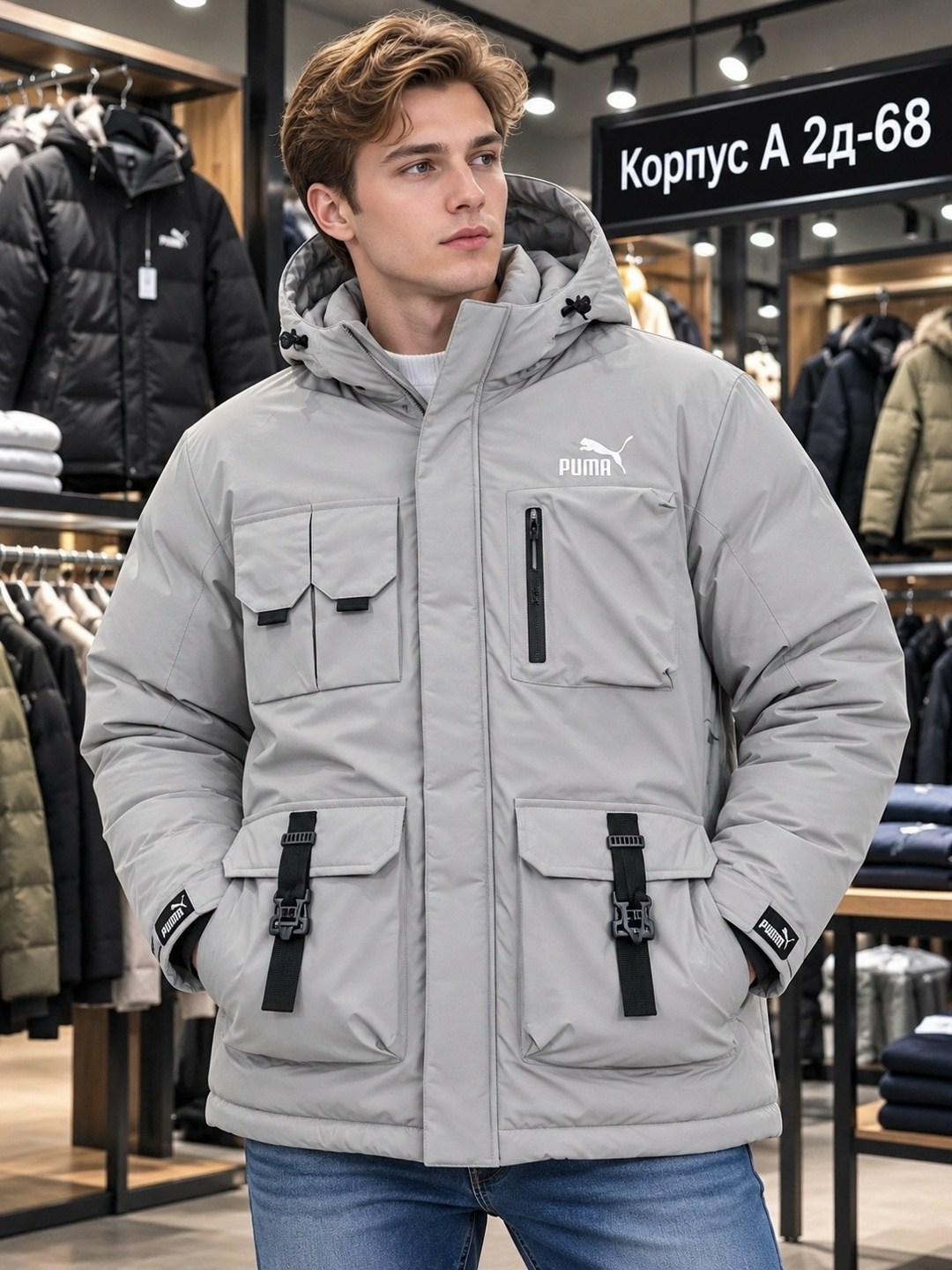 пуховик мужской puma 58002601 черный s,мужская куртка puma черный,пуховик мужской puma,черные мужские пуховики puma,пуховик puma