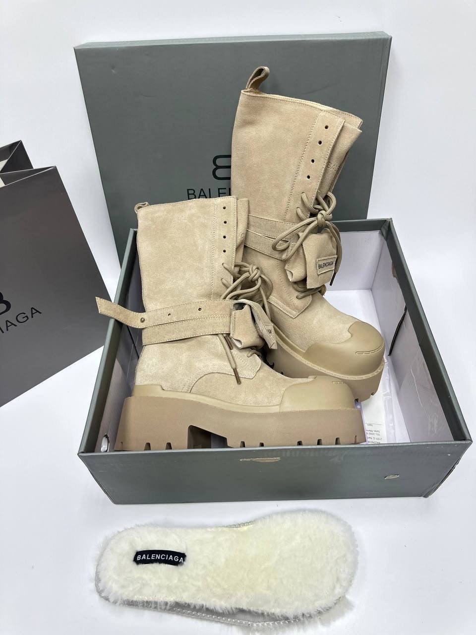 ботинки balenciaga,,ботинки осенние с натуральным мехом balenciaga,женская ,ботинки