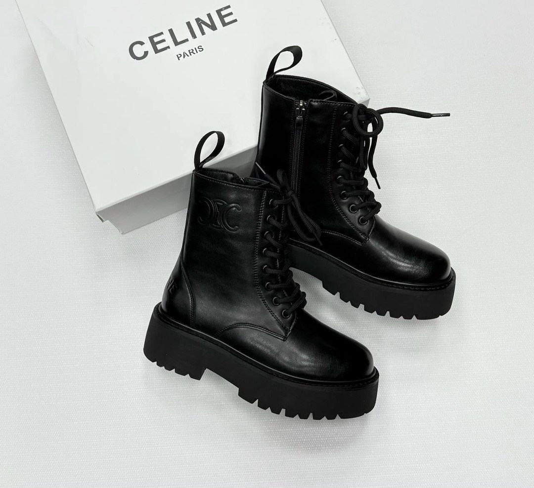 ботинки celine,ботинки celine женские,,женские ботинки,женские ботинки celine 2026 черные кожаные со шнурками