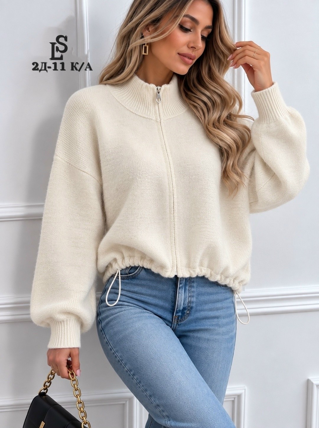 свитер вязаный оверсайз с горлом и молнией dh fashion,свитер укороченный оверсайз с горлом на молнии,женская кофта,женские свитера,свитер с замком