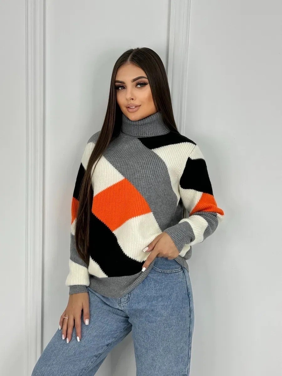 свитер оверсайз шерстяной вязаный с горлом a&p fashion shop 187203071,свитер вязаный оверсайз с горлом теплый a&p fashion shop,свитер теплый джемпер,свитера женские,дизайн свитера