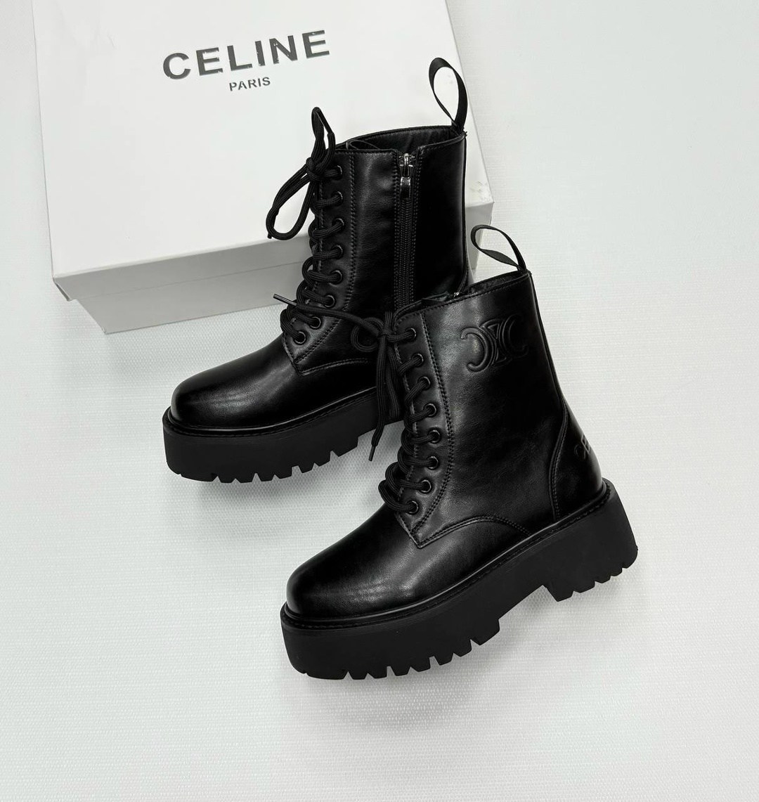 ботинки celine,ботинки celine женские,,женские ботинки,женские ботинки celine 2026 черные кожаные со шнурками