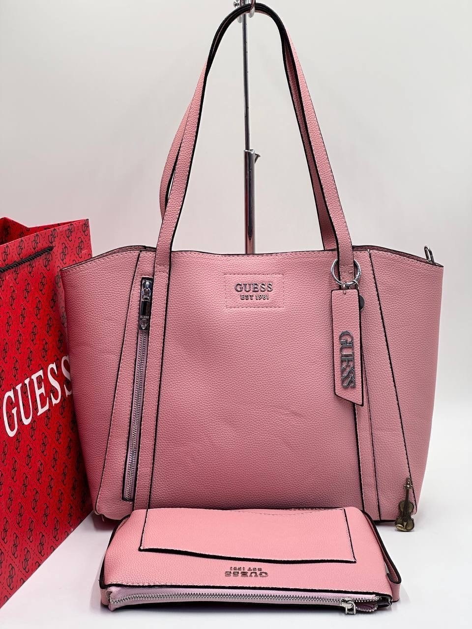 розовая сумка guess,cумка guess,женская сумка guess,женская большая сумка guess,guess сумка шоппер