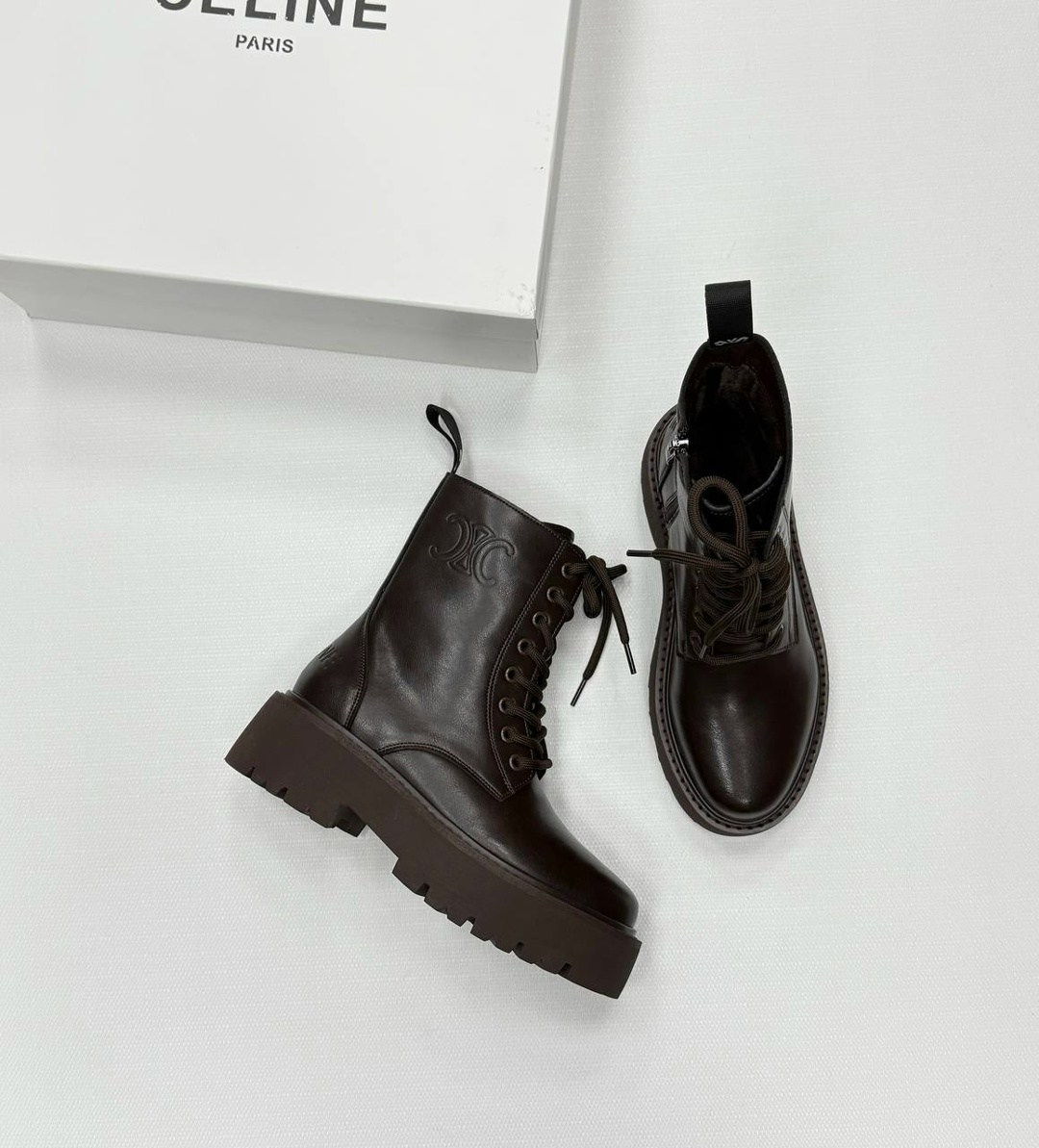 ботинки celine,ботинки celine женские,,женские ботинки,женские ботинки celine 2026 черные кожаные со шнурками