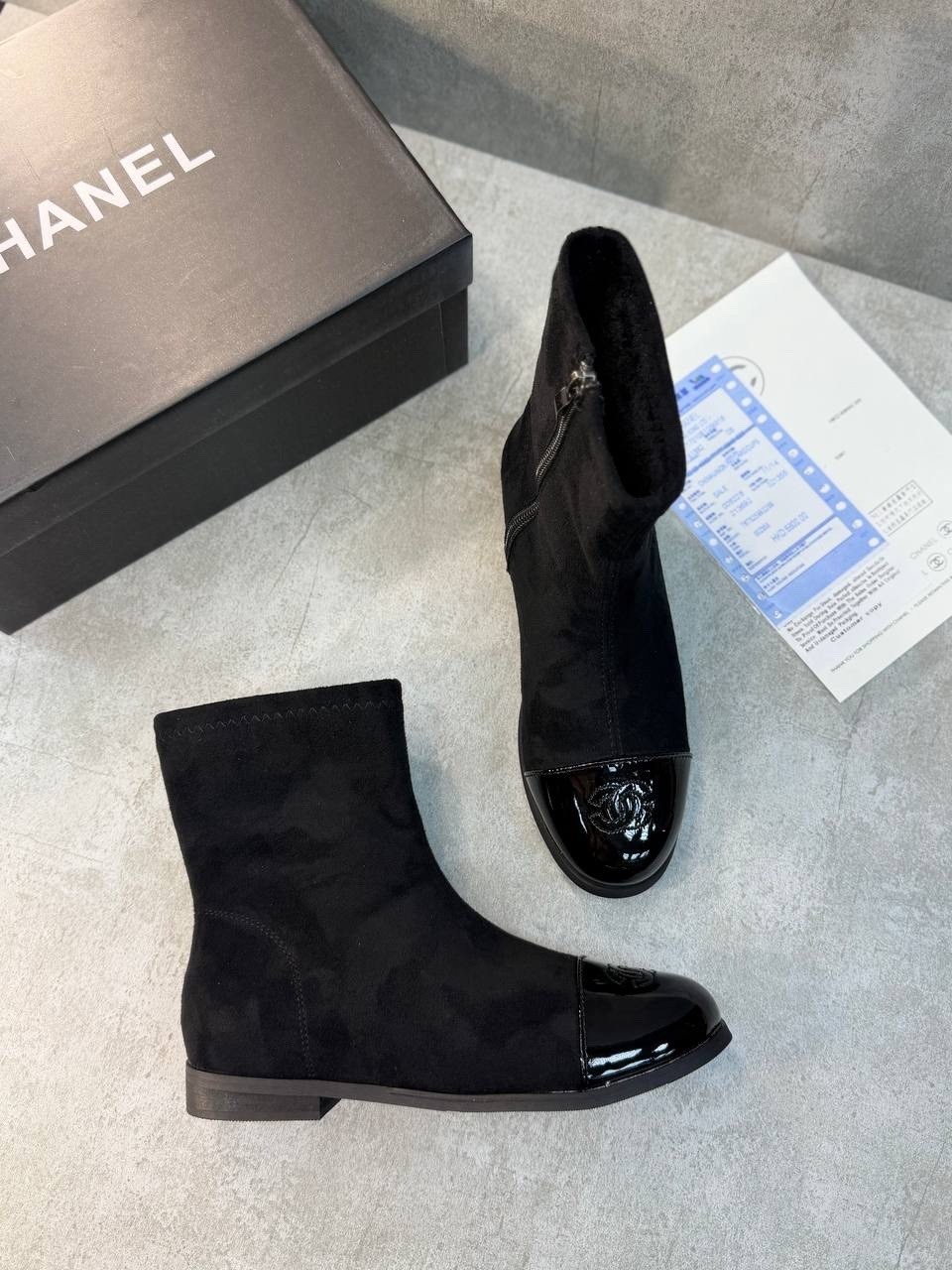 сапоги chanel,женские черные замшевые полусапоги chanel,ботинки chanel,ботильоны chanel,женские ботильоны chanel