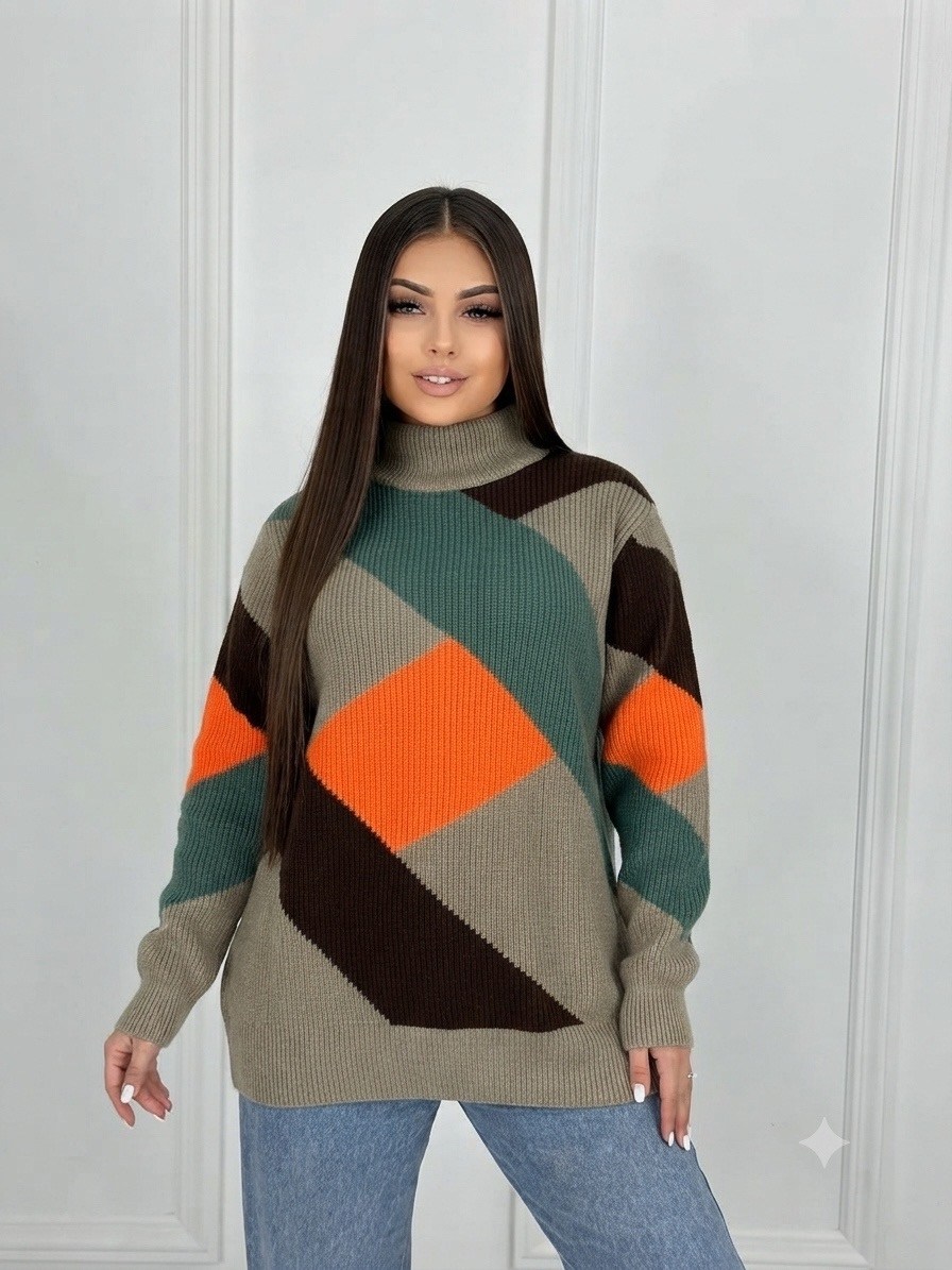 свитер оверсайз шерстяной вязаный с горлом a&p fashion shop 187203071,свитер вязаный оверсайз с горлом теплый a&p fashion shop,свитер теплый джемпер,свитера женские,дизайн свитера