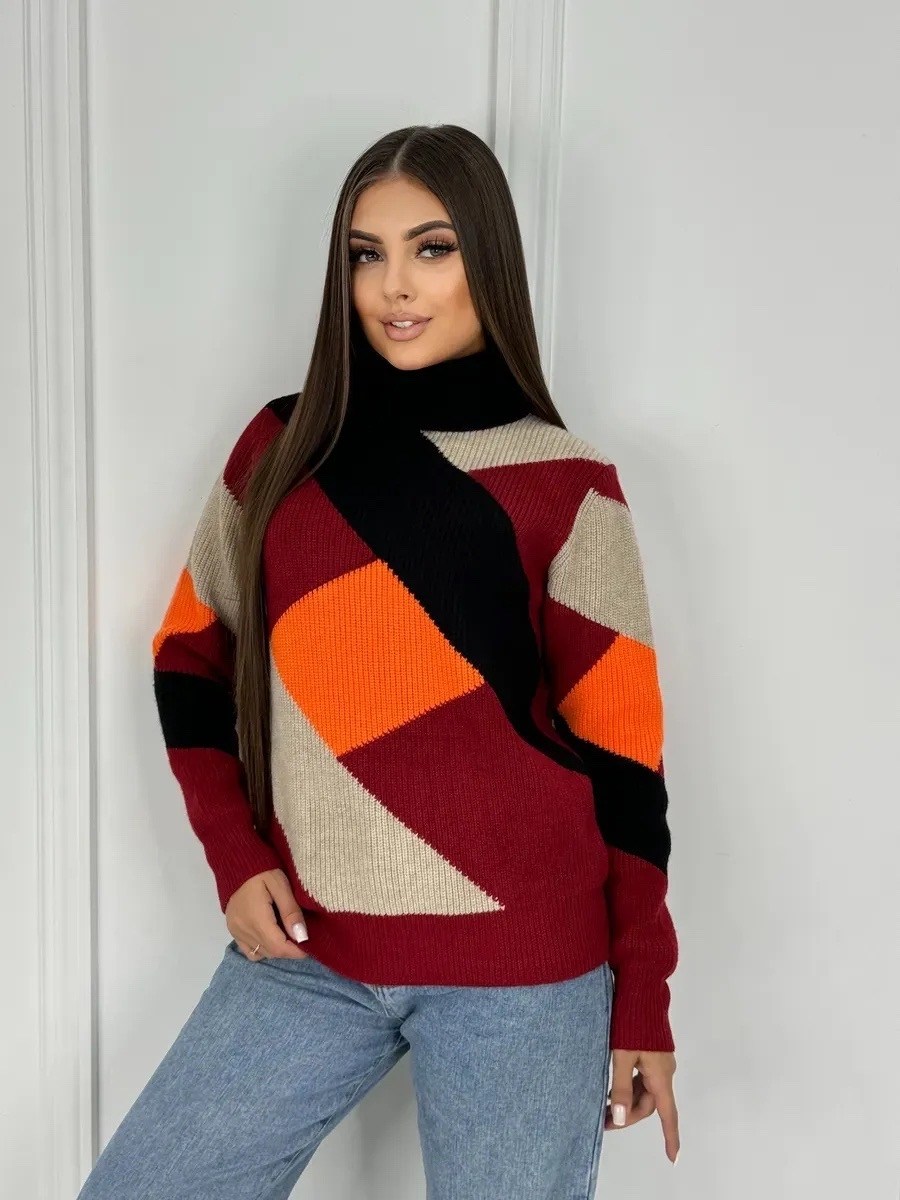 свитер оверсайз шерстяной вязаный с горлом a&p fashion shop 187203071,свитер вязаный оверсайз с горлом теплый a&p fashion shop,свитер теплый джемпер,свитера женские,дизайн свитера