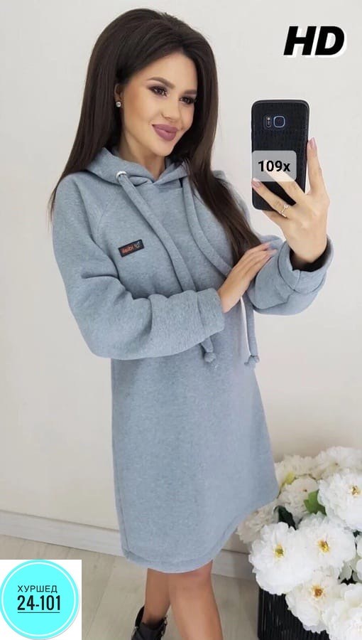 теплое платье с капюшоном,платье толстовка женское,спортивное платье с капюшоном,платье на флисе,платье с капюшоном