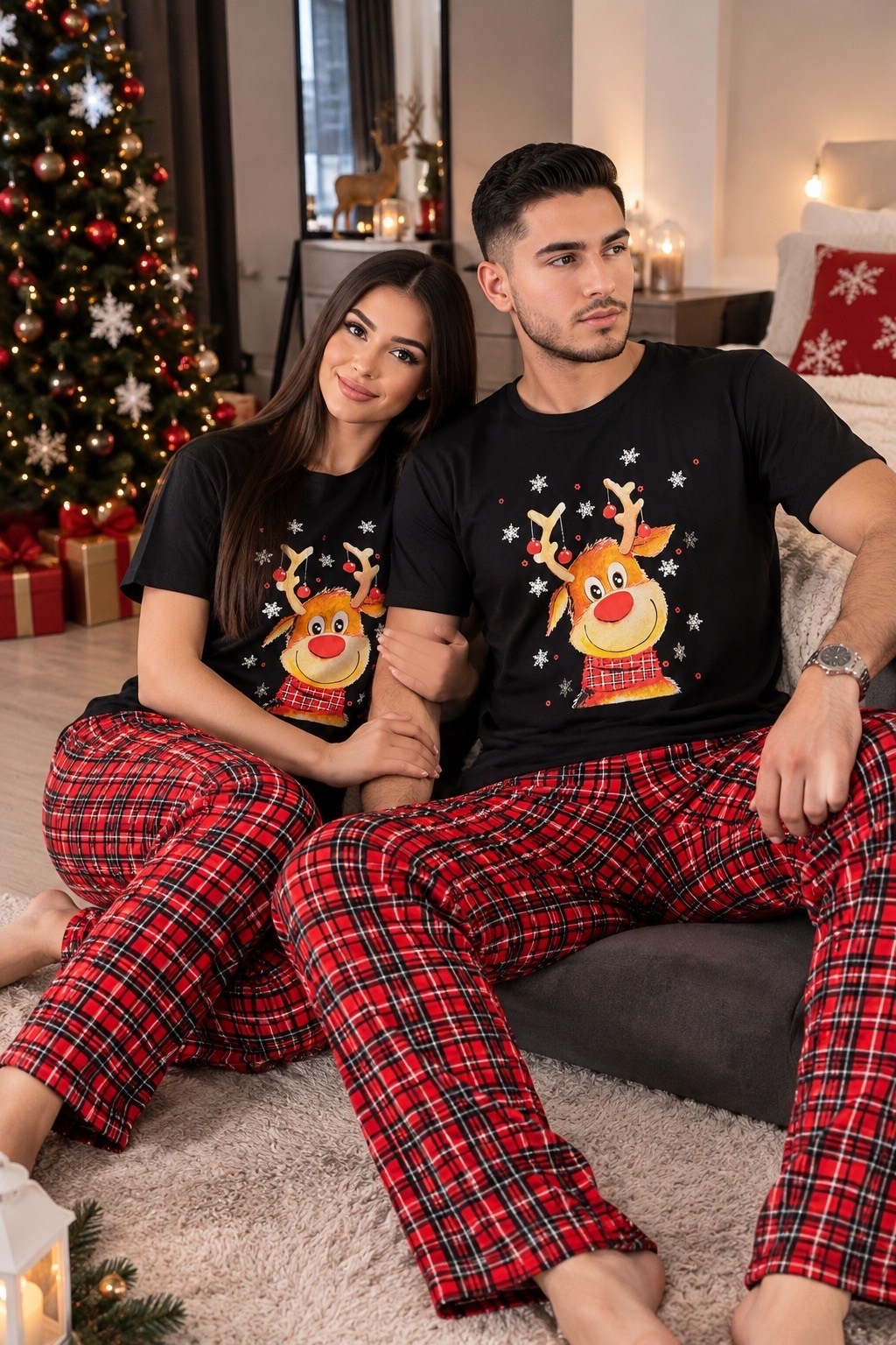 пижамы новогодние,пижама новогодняя family look,мужская пижама новогодняя,пижама парная,пижама женская новогодняя