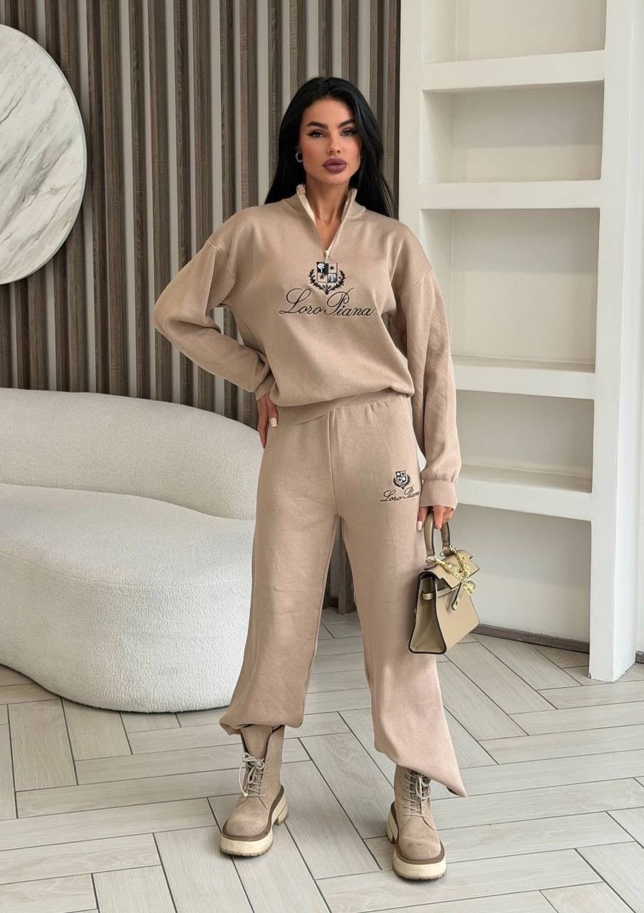 вязаный костюм свитшот и брюки trend collection,костюм на флисе,костюм женский,костюм трикотажный женский,костюм спортивный женский
