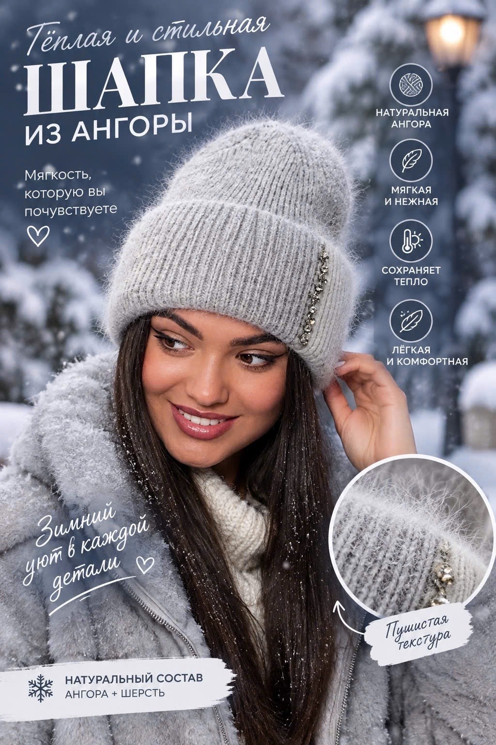 шапка женская зимняя вязанная из ангоры leopard brand,женская шапка из ангоры,шапка зимняя вязаная из ангоры,шапка из ангоры для женщин,шапка женская зимняя