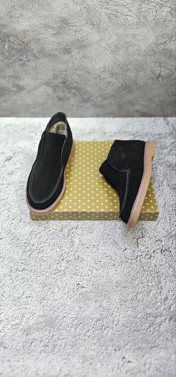 ботинки зимние лоферы мужские замшевые loro piana suede brown,ботинки замшевые,,лоферы замшевые на меху,мужские лоферы loro piana