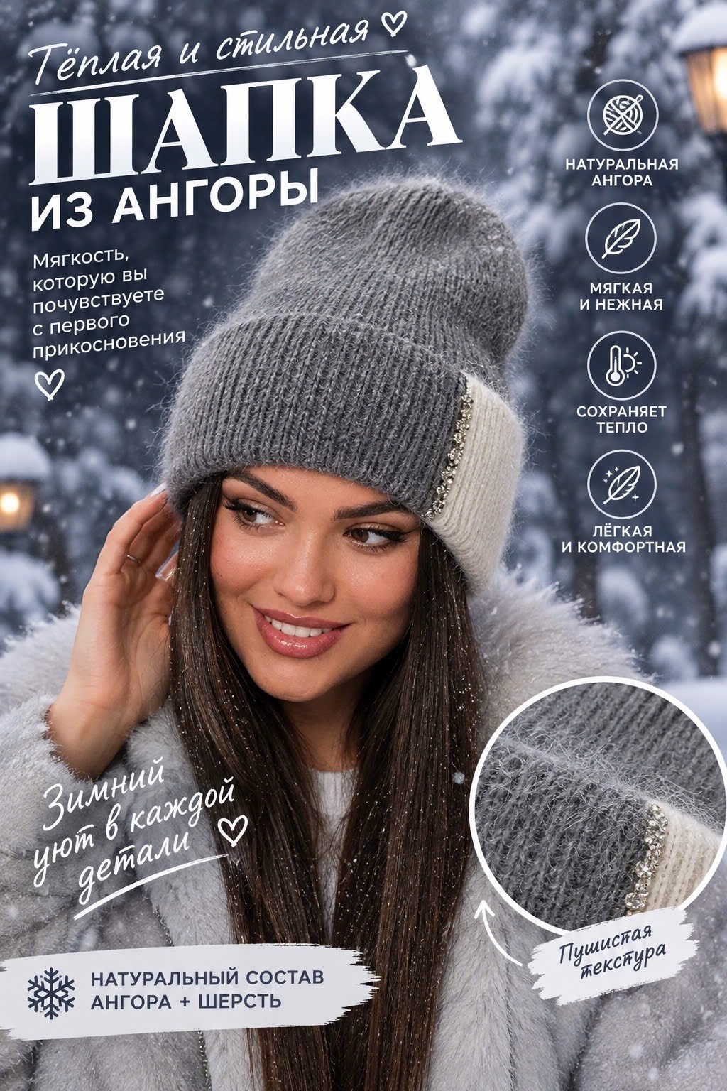 шапка женская зимняя вязанная из ангоры leopard brand,женская шапка из ангоры,шапка зимняя вязаная из ангоры,шапка из ангоры для женщин,шапка женская зимняя