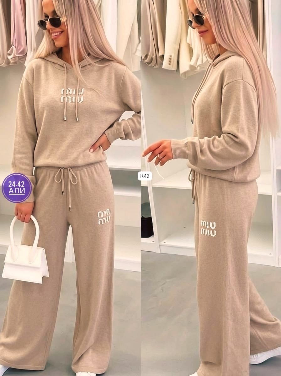 костюм трикотажный женский,вязаный костюм свитшот и брюки trend collection,трикотажный костюм,cпортивный костюм женский на флисе,вязаный костюм свитшот и брюки trend.collection 329654099
