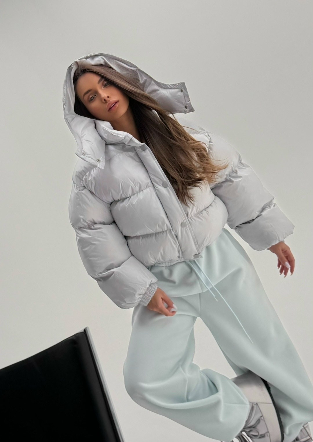 куртка oversize пуховая светло-серая,куртка fly 09110129 светло-серая,зимние куртки,стильная куртка,куртка оверсайз