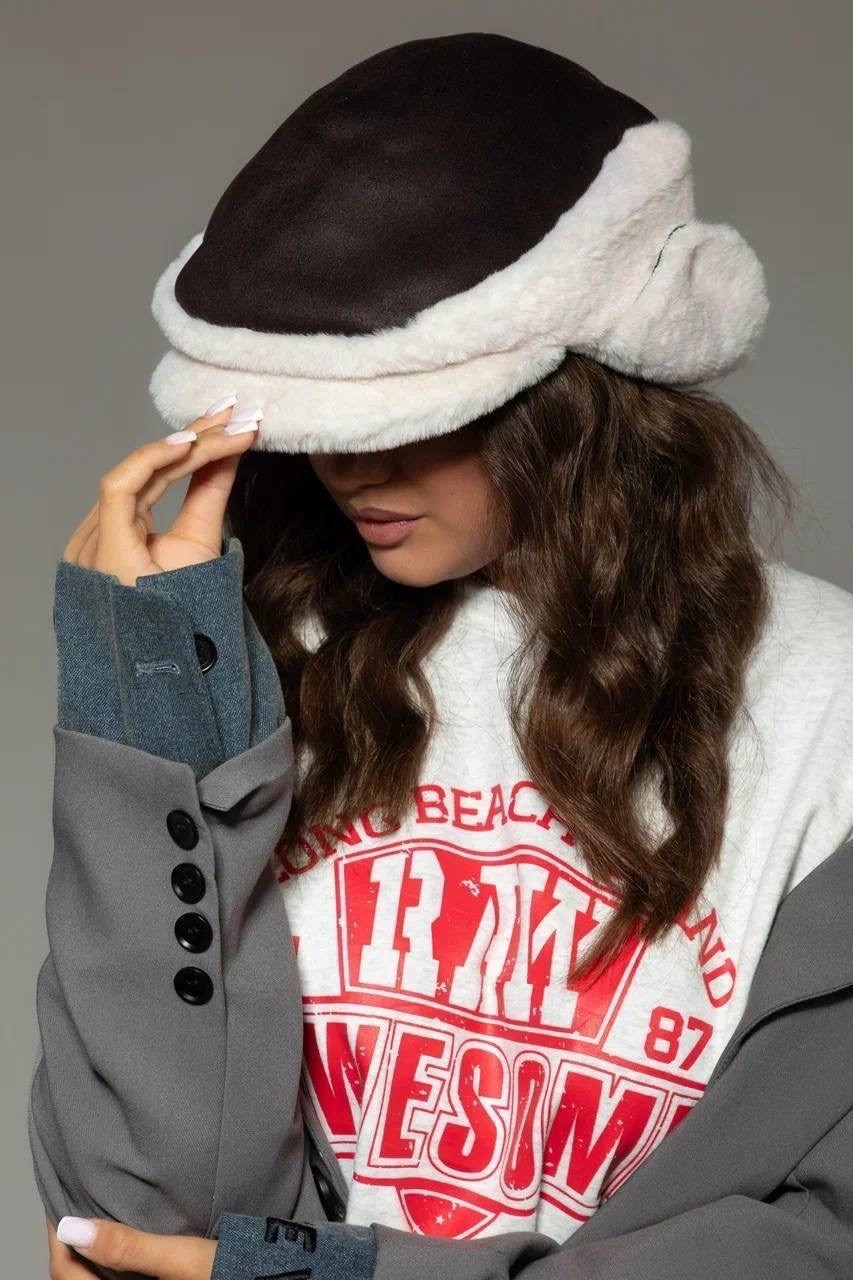шапка ушанка с козырьком velanno textile,шапка ушанка,ушанка,меховая кепка,теплая кепка