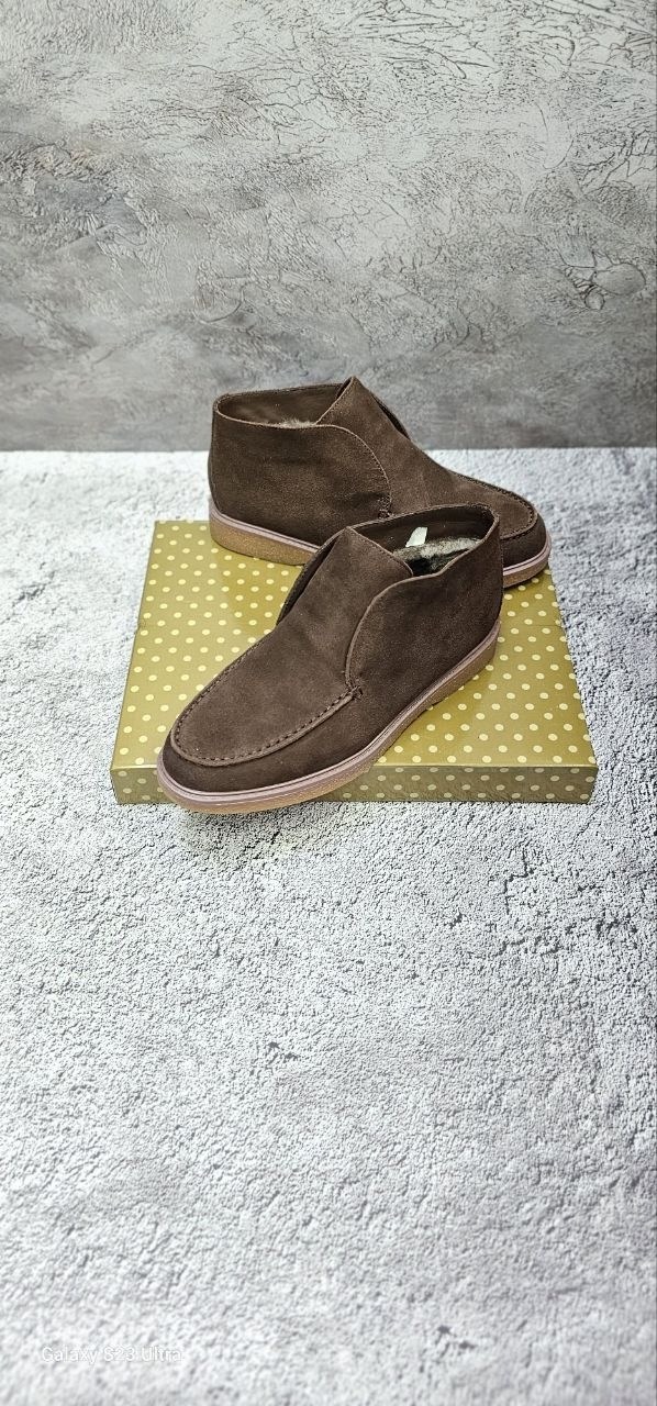 ботинки зимние лоферы мужские замшевые loro piana suede brown,ботинки замшевые,,лоферы замшевые на меху,мужские лоферы loro piana