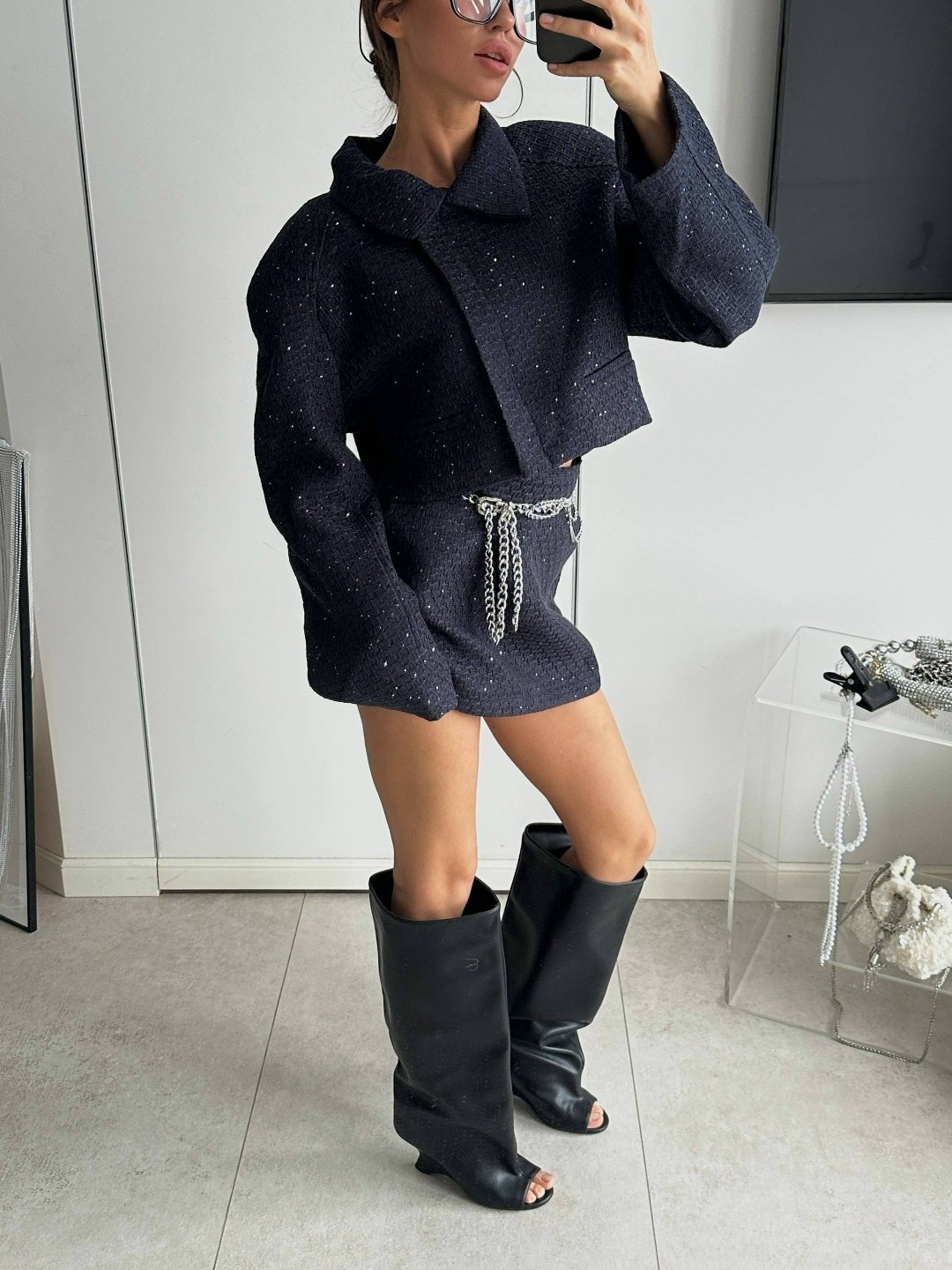 твидовый костюм,костюм с юбкой,жакет твидовый укороченный modern style,жакет твидовый укороченный,жакет твидовый