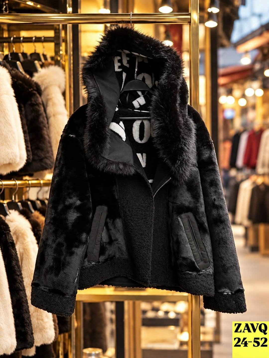 шуба искусственная экошуба зимняя с капюшоном (oversize) n&t store,шуба искусственная,искусственная женская шуба,шуба из экомеха с капюшоном 46-52, цвет черный,шубка