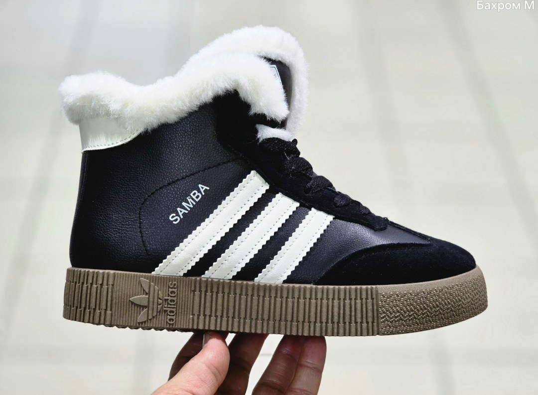 ,кроссовки adidas samba, женская,кроссовки высокие adidas samba зимние с мехом,кроссовки зимние женские