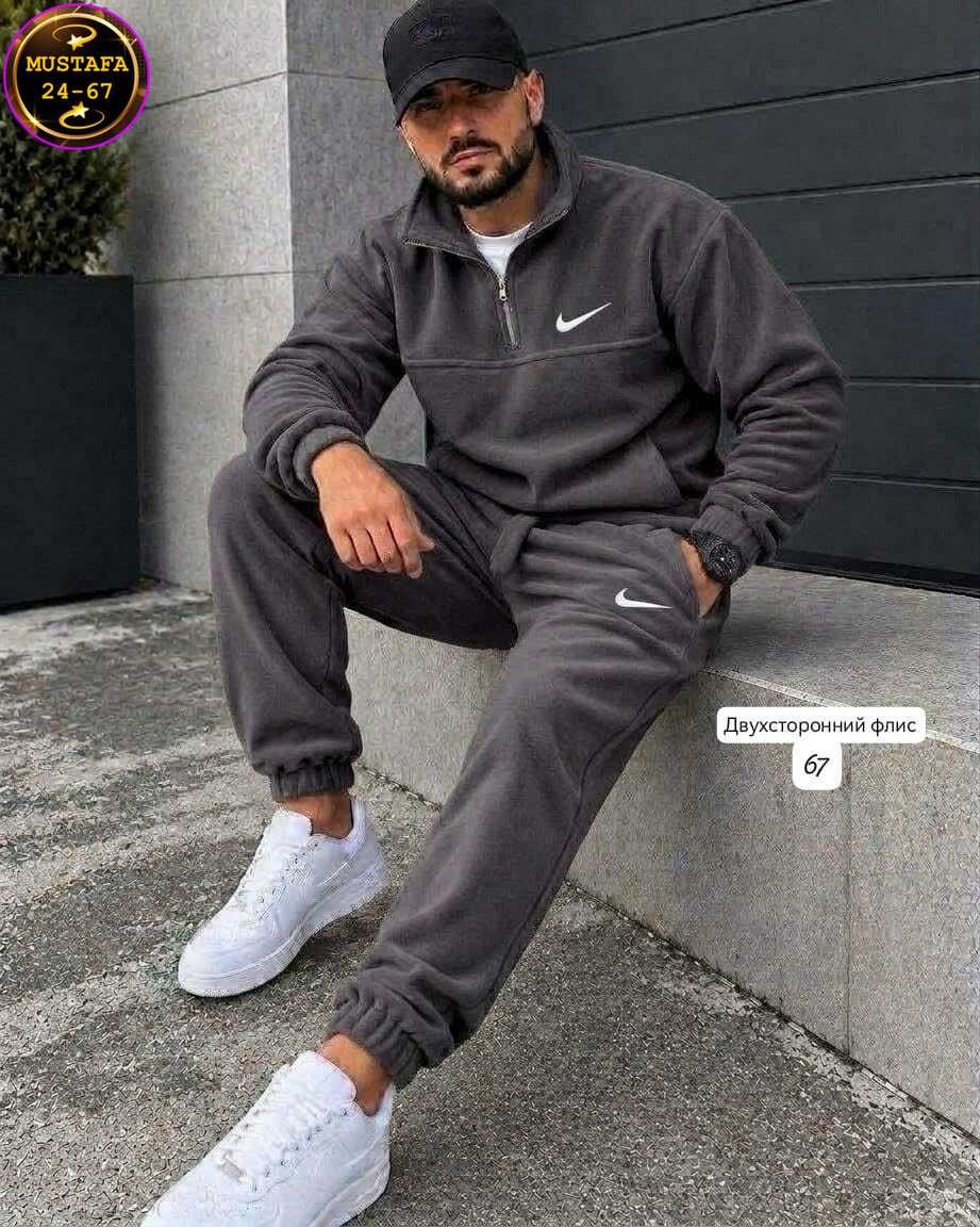 спортивный костюм nike на флисе,мужской спортивный костюм на флисе,мужской зимний спортивный костюм nike на флисе чёрный с капюшоном,спортивные костюмы,костюм на флисе nike