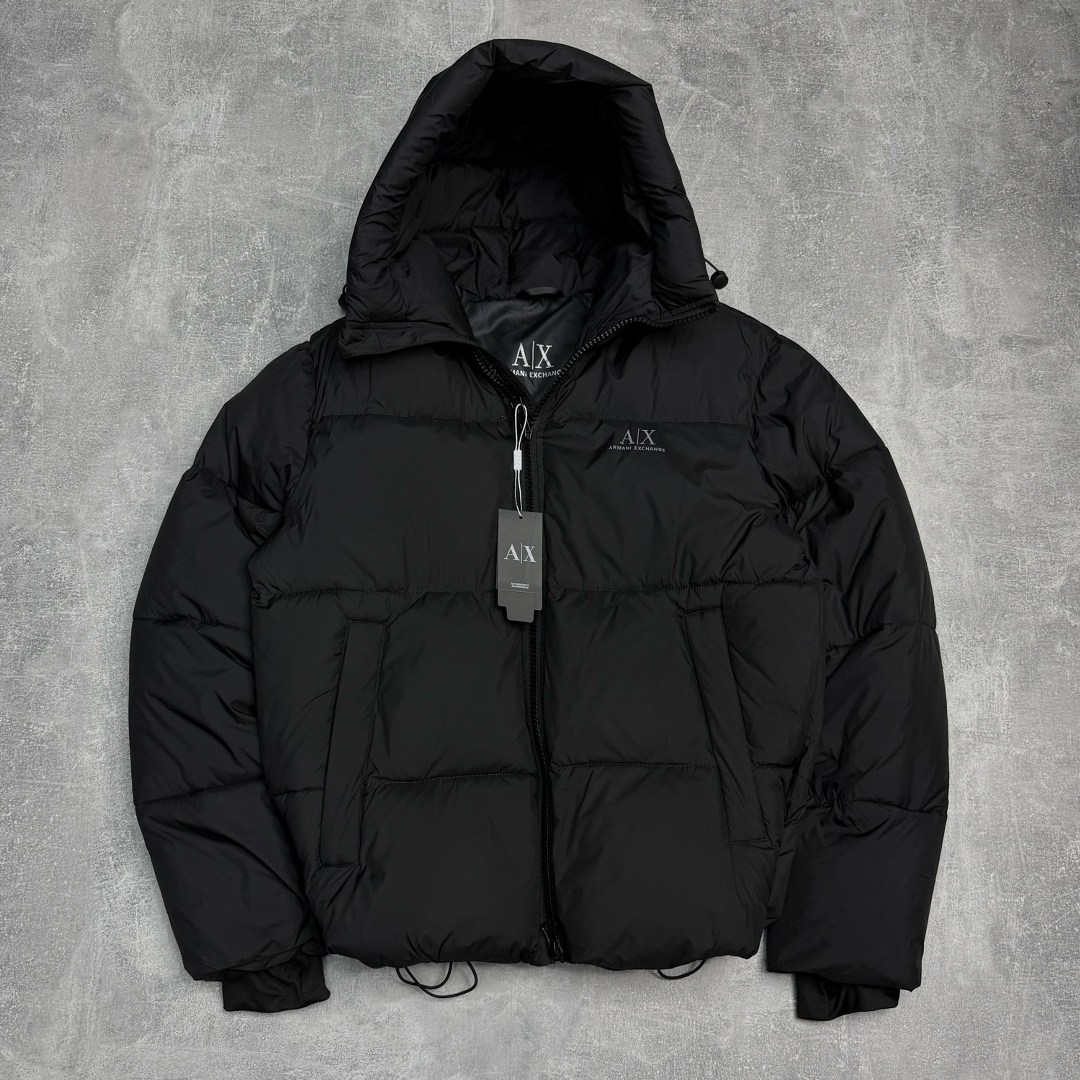 куртка armani,куртка утепленная armani exchange,черный пуховик a x armani exchange,зимняя куртка armani,мужская зимняя куртка