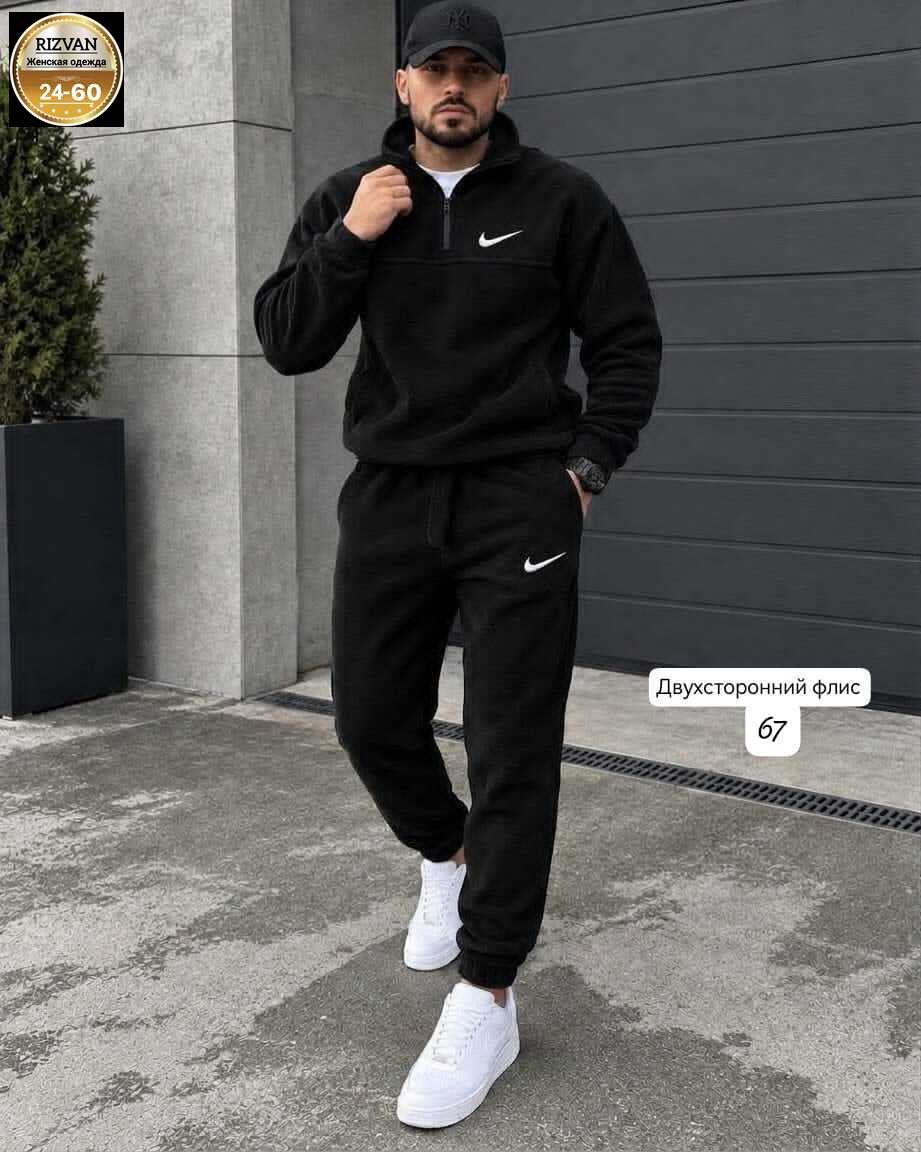 спортивный костюм nike на флисе,мужской спортивный костюм на флисе,костюм спортивный,костюм спортивный мужской,мужской зимний спортивный костюм nike на флисе чёрный с капюшоном