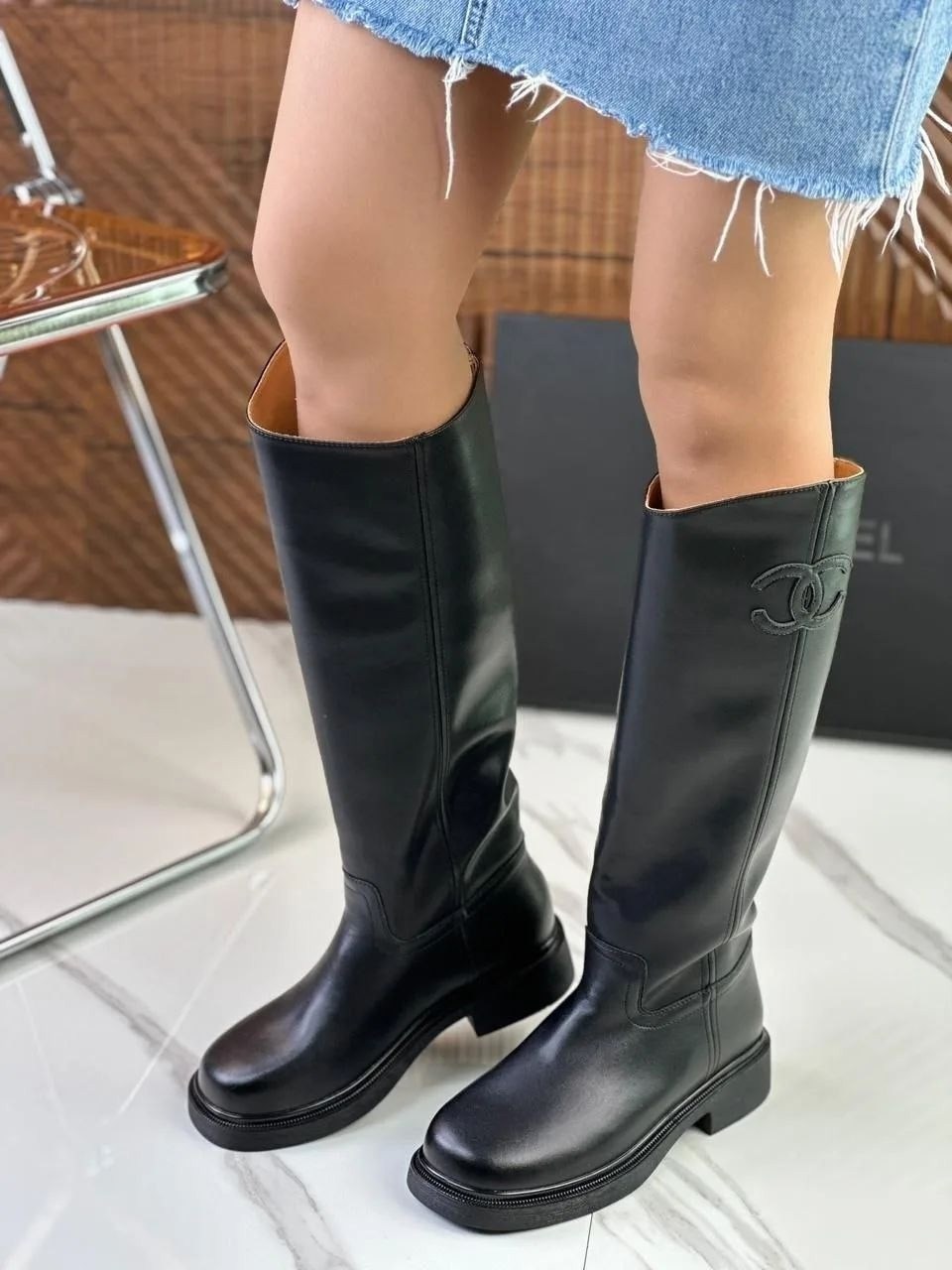 сапоги chanel,сапоги шанель,сапоги celine,сапоги,брендовые сапоги gucci женские кожаные на низком каблуке