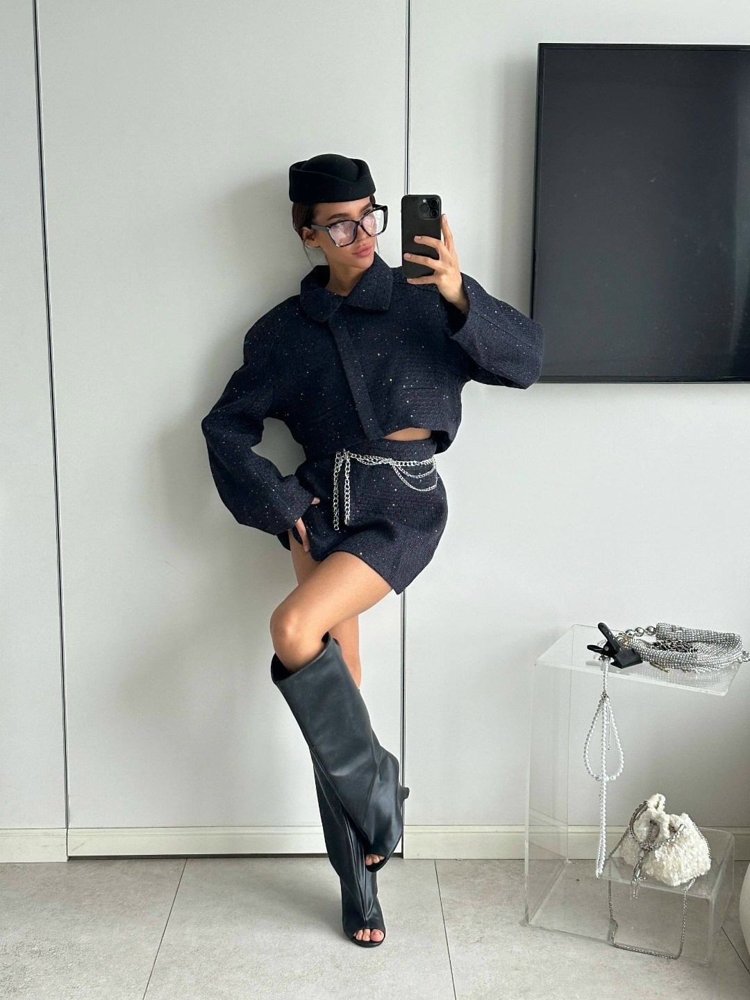 твидовый костюм,костюм с юбкой,жакет твидовый укороченный modern style,жакет твидовый,костюм жакет юбка
