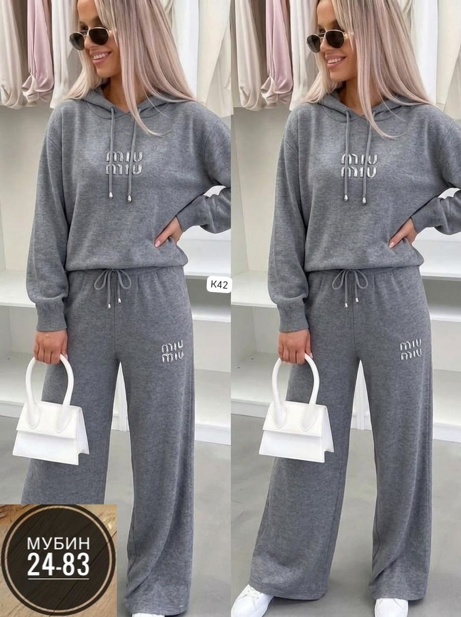 вязаный костюм свитшот и брюки trend collection,костюм трикотажный женский,трикотажный костюм,костюм двойка женская,вязаный костюм свитшот и брюки trend.collection 329654099