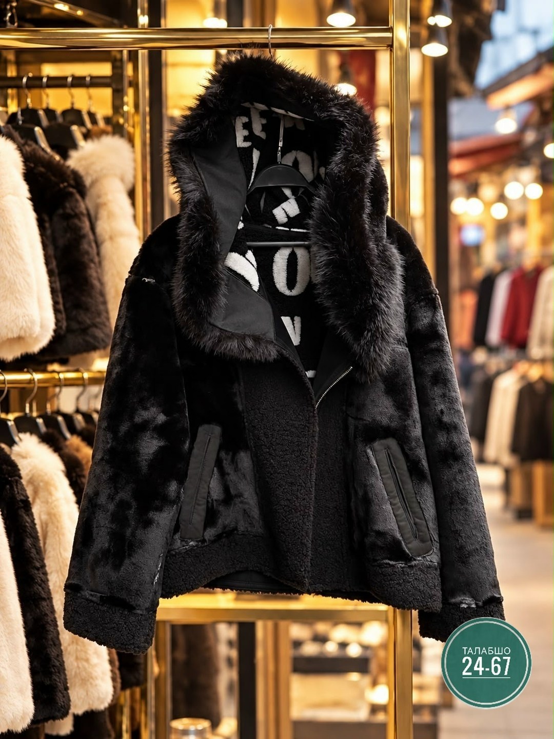 шуба искусственная экошуба зимняя с капюшоном (oversize) n&t store,шуба искусственная,искусственная женская шуба,шуба из экомеха с капюшоном 46-52, цвет черный,шубка