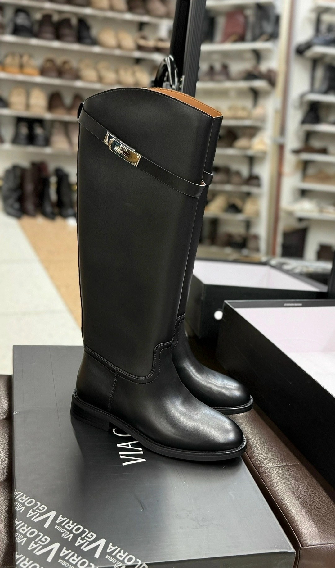 сапоги hermes,женские сапоги,женские черные кожаные сапоги до колена с круглым носком на плоской подошве,сапоги,сапоги hermes жокейские